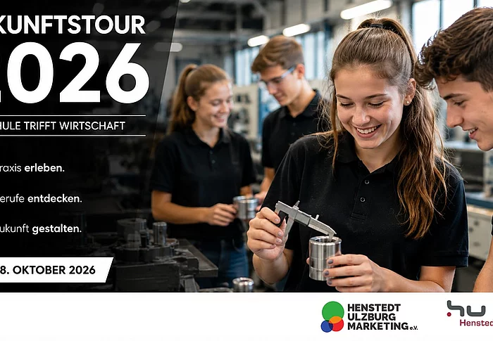 Die Zukunftstour 2026 bietet Schülerinnen und Schülern wieder die Gelegenheit, direkt bei Unternehmen unterschiedliche Berufsbilder und die Einstiegsmöglichkeiten per Ausbildung oder Studium kennenzulernen. Unternehmen können frühzeitig zukünftige Fachkräfte auf sich aufmerksam machen.