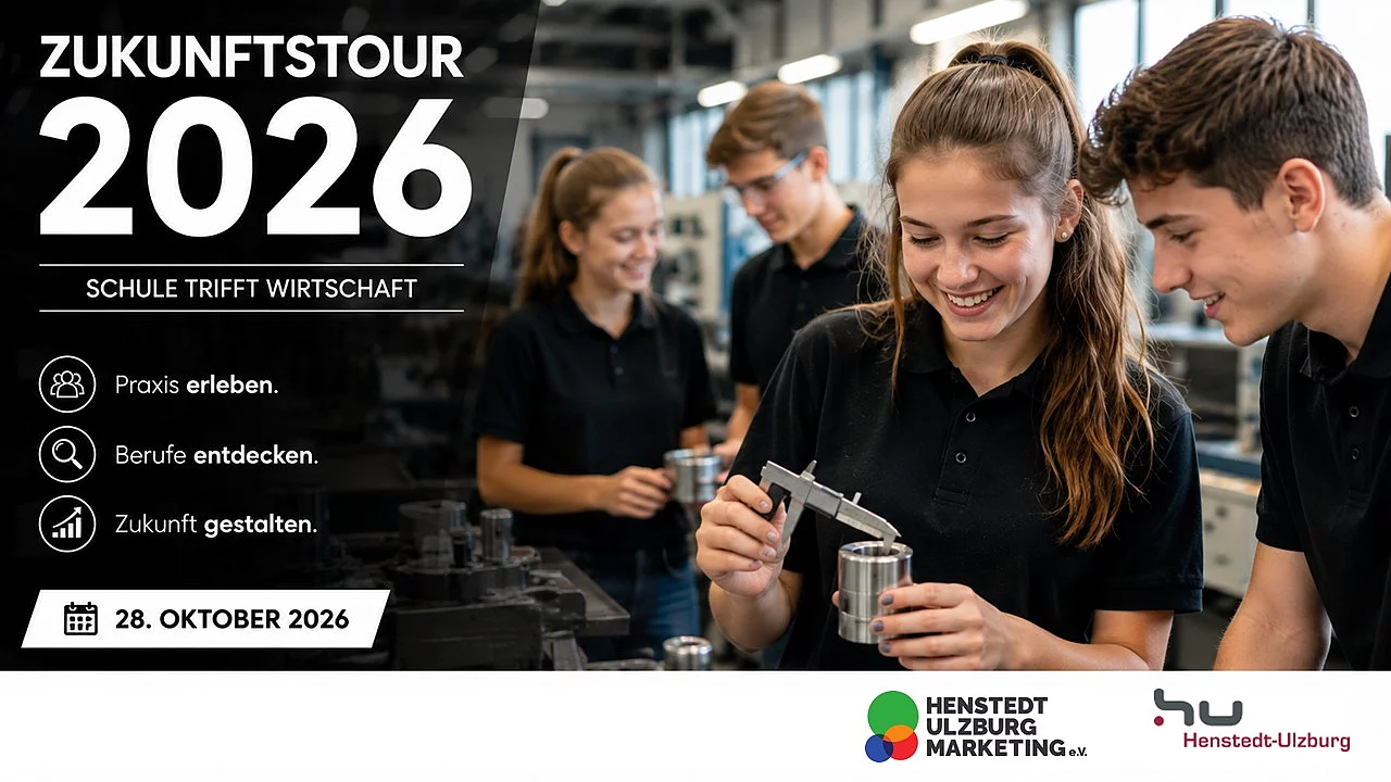 Die Zukunftstour 2026 bietet Schülerinnen und Schülern wieder die Gelegenheit, direkt bei Unternehmen unterschiedliche Berufsbilder und die Einstiegsmöglichkeiten per Ausbildung oder Studium kennenzulernen. Unternehmen können frühzeitig zukünftige Fachkräfte auf sich aufmerksam machen.