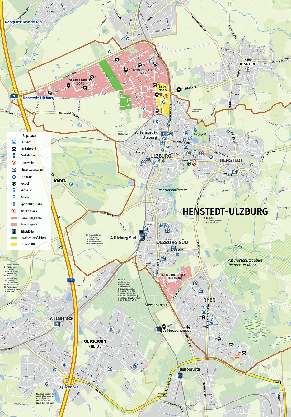 Der Ortsplan der Gemeinde Henstedt-Ulzburg